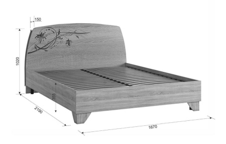 Виктория-1 Кровать 1600*2000 9 (с основанием)  SPV-2.04.0739 дуб сонома