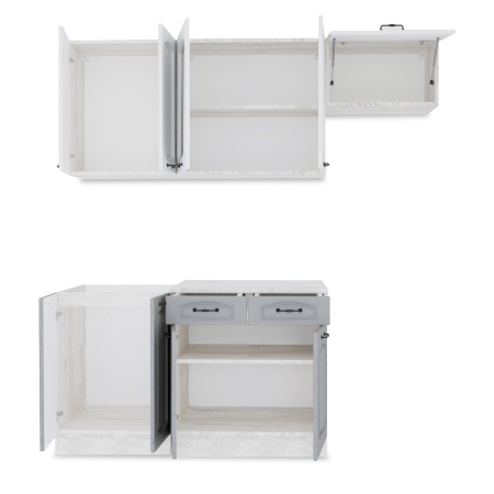 Кухня РАВЕННА Анкор светлый/Дуб светл/Дуб дымчат (Столешница Альберика+сушка+планка) 