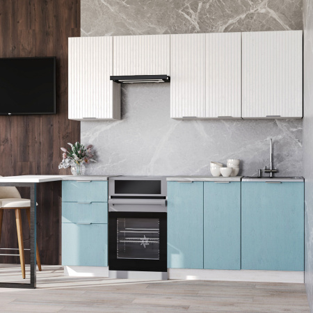 Кухня САМБА Сосна Лофт/МДФ Дуб светлый/Дуб бирюза 1,5 м