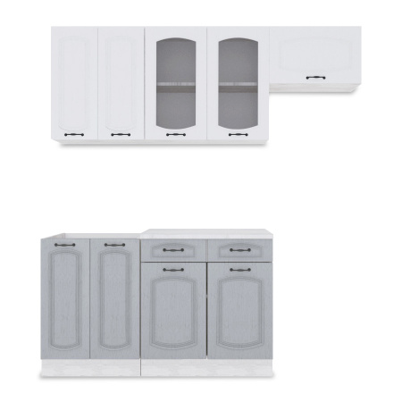 Кухня РАВЕННА Анкор светлый/Дуб светл/Дуб дымчат (Столешница Альберика+сушка+планка) 