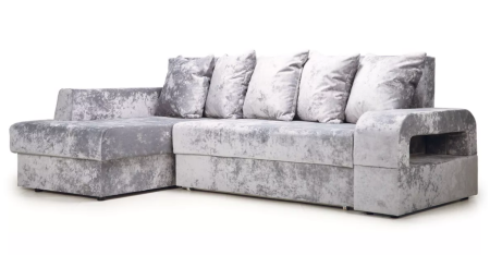 Диван угловой Марго левый светло-серый велюр