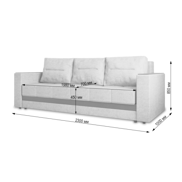 Диван-кровать "Лидер 9" S 2292 - 7 св. серый