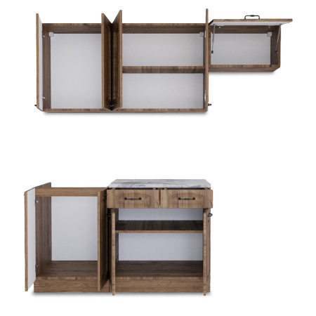 Кухня РАВЕННА Дуб крафт/ Орех антик (Столешница Альберика) 1,4м