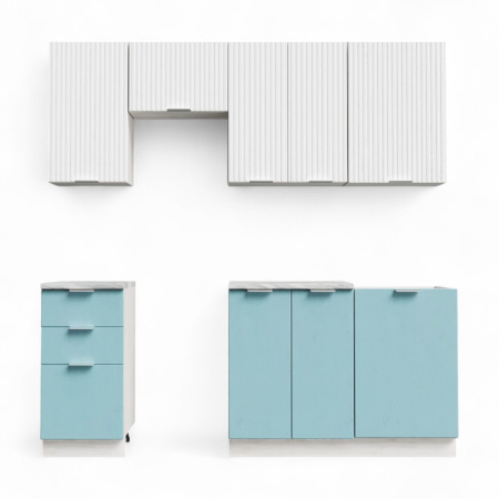 Кухня САМБА Сосна Лофт/МДФ Дуб светлый/Дуб бирюза 1,5 м