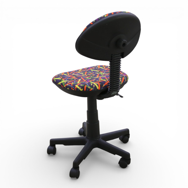 Кресло Логика (пластик WH,Ткань, KiD'S, №16 (карандаши),О,PL 540, б/подл, ролик белый)