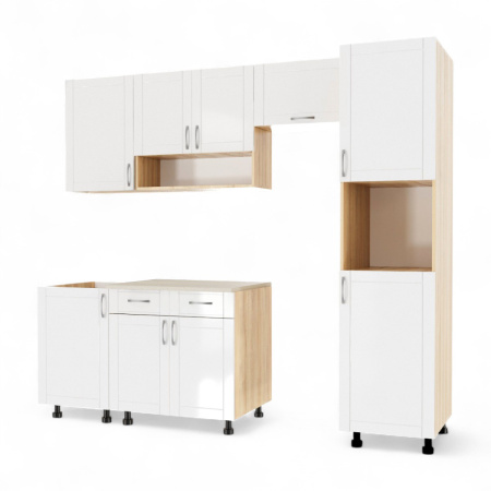 Кухонный гарнитур №4 Белый глянец/ Дуб сонома (столешник берилл, без мойки) 1,8м