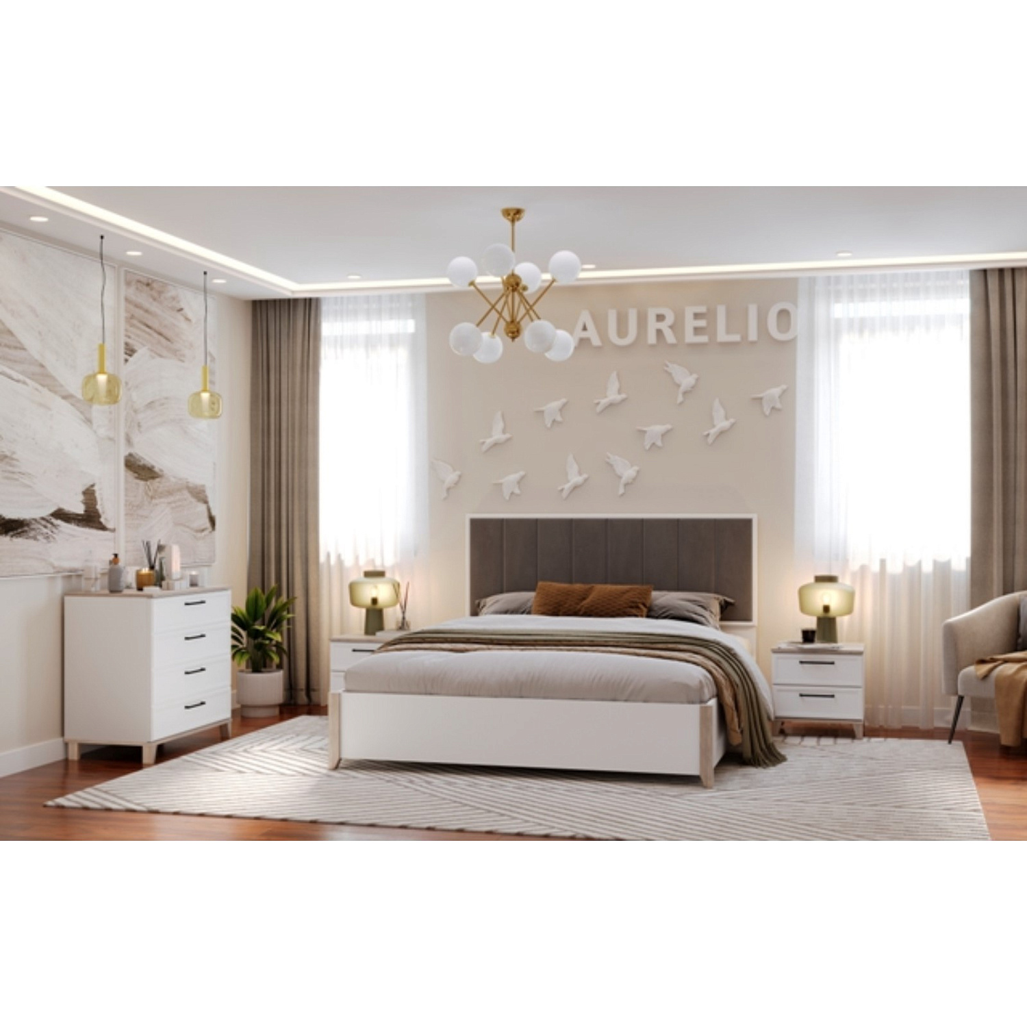 AURELIO 59 Зеркало навесное Белый/Блеквуд Сатиновый