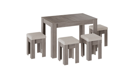 Ганновер Кухонный уголок+стол+2 банкетки (Дуб Сонома трюфель/Рогожка Capri бежевая)