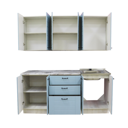 Кухонный гарнитур Сонет сосна лофт/бирюза (столещник, без мойки) 1,8м