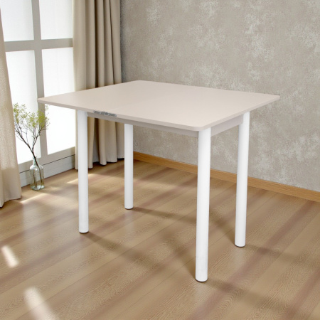 Стол Уют 4 450(+450)*800*750/ ЛДСП Кашемир/Кашемир/опора D50 "труба" белый