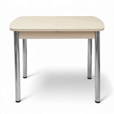 Стол ПГ-мини СТ 960(+300)*600, ЛДСП Дуб молочный, Стекло Песочное/ хром 