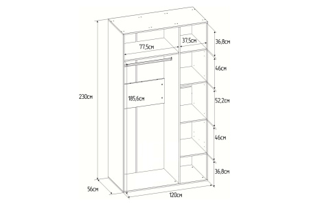 Шкаф для одежды и белья 444 Scandica Oslo Дуб серый