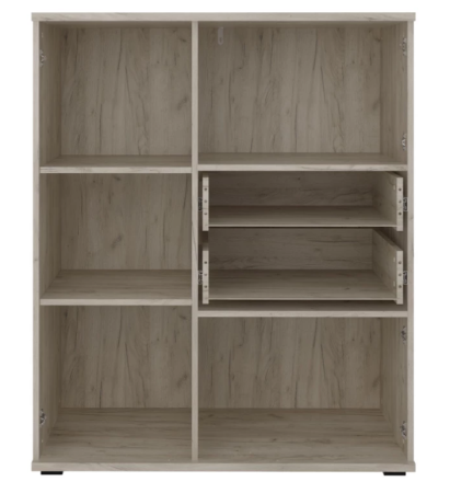 Комод со стеклом Альянс Дуб крафт/Белый глянец