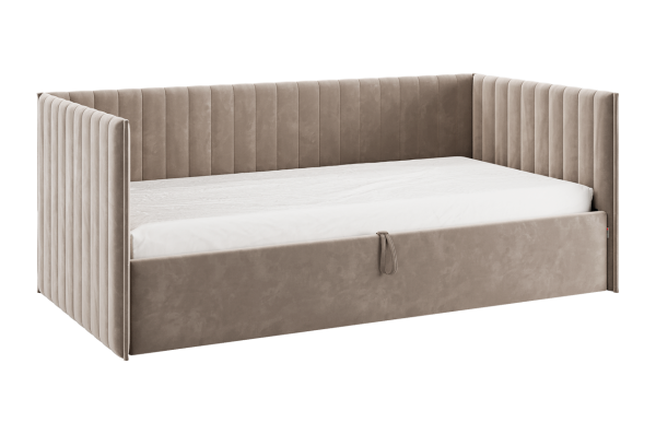 Кровать Твикс  (Тахта)  с подъёмным механизмом 90х200 см латте (велюр)