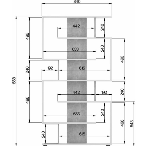 Стеллаж "Алекс" Белый/ Бетон