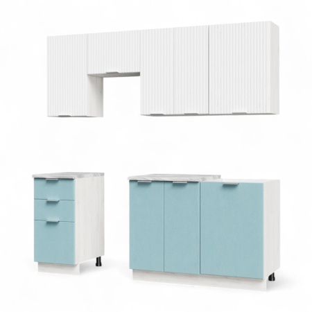 Кухня САМБА Сосна Лофт/МДФ Дуб светлый/Дуб бирюза 1,5 м