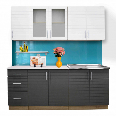 Кухонный гарнитур №9 белый/графит (столешник, без мойки) 2,0м