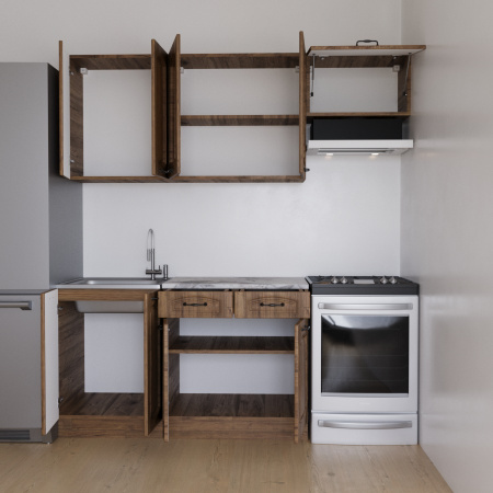 Кухня РАВЕННА Дуб крафт/ Орех антик (Столешница Альберика) 1,4м