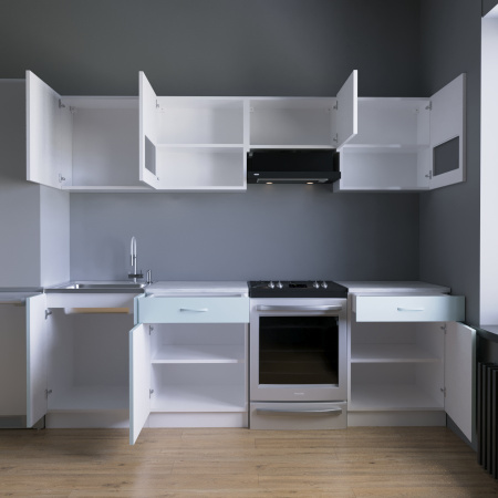 Кухонный гарнитур  РУМБА №5/ 1Белый Глянец/Мята Соф  (столешник, без мойки) 1,8 м