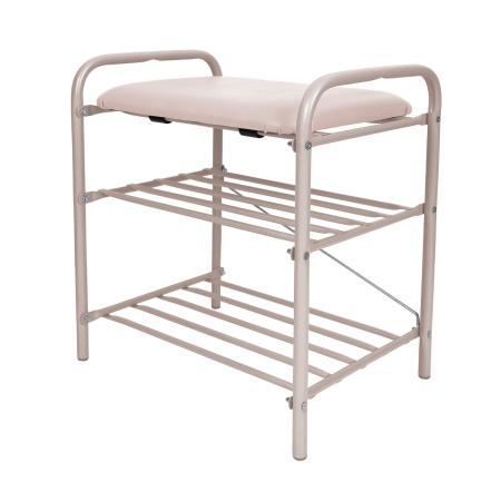 Банкетка 1 для обуви (арт. Б1-1/БЖ) Бежевый металлик/Винислкожа Слоновая кость