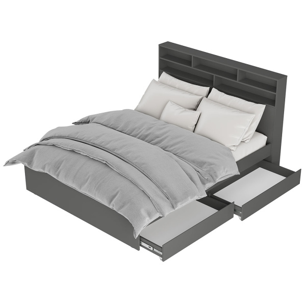 Симпл Кровать КР-17 1600*2000+ настил реечный Графит