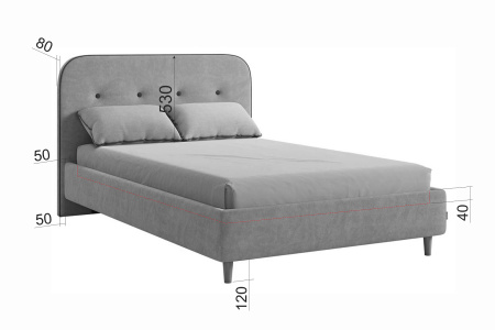 Кровать с основанием Лео 120х200см розовый/графит/велюр