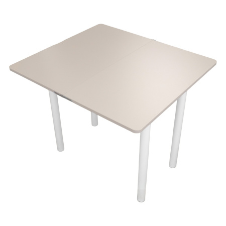 Стол Уют 4 450(+450)*800*750/ ЛДСП Кашемир/Кашемир/опора D50 "труба" белый