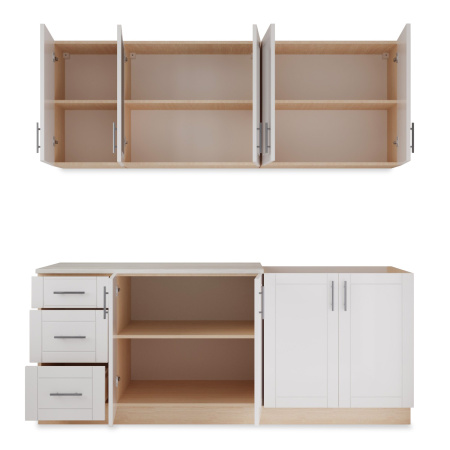 Кухонный гарнитур №9 дуб млечный/белый глянец (столешник, без мойки) 2,0м столеш Олива