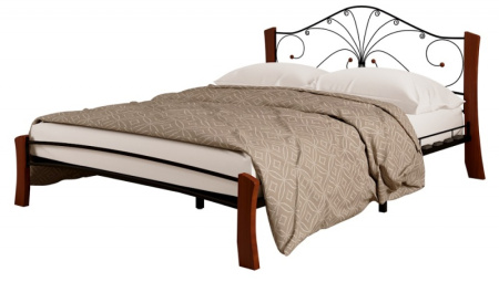 Кровать Фортуна 4 ЛАЙТ КМД 5-01 160*200 черный/махагон (с основанием)