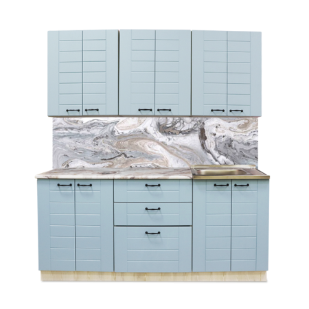 Кухонный гарнитур Сонет сосна лофт/бирюза (столещник, без мойки) 1,8м