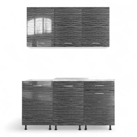 Кухонный гарнитур №2/1 белый /черный страйп  (столеш , без мойки) 1,5 м