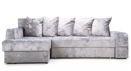 Диван угловой Марго левый светло-серый велюр