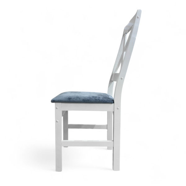 Стул Бриз Р, эмаль белая, ткань Катания 14 (Серо-Голубой)