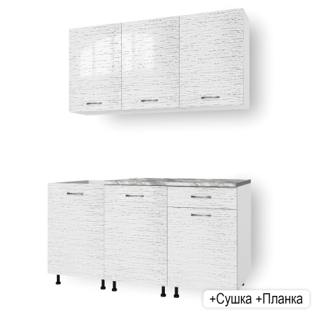 Кухонный гарнитур №2/1 белый / БЕЛЫЙ СТРАЙП