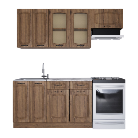 Кухня РАВЕННА Дуб крафт/ Орех антик (Столешница Альберика) 1,4м