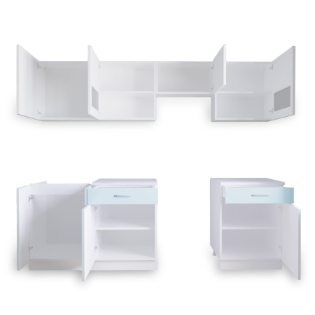 Кухонный гарнитур  РУМБА №5/ 1Белый Глянец/Мята Соф  (столешник, без мойки) 1,8 м