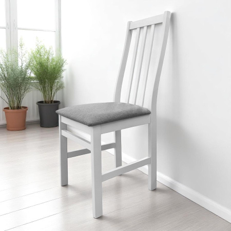 Стул Соло белая эмаль, сиденье Рогожка 41/150 (Серый)