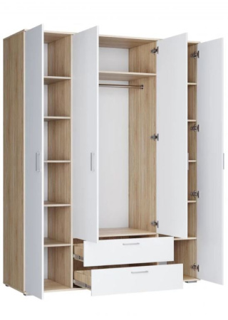 Шкаф ШР-4 с ящиками  Лайт белый/корпус дуб сонома