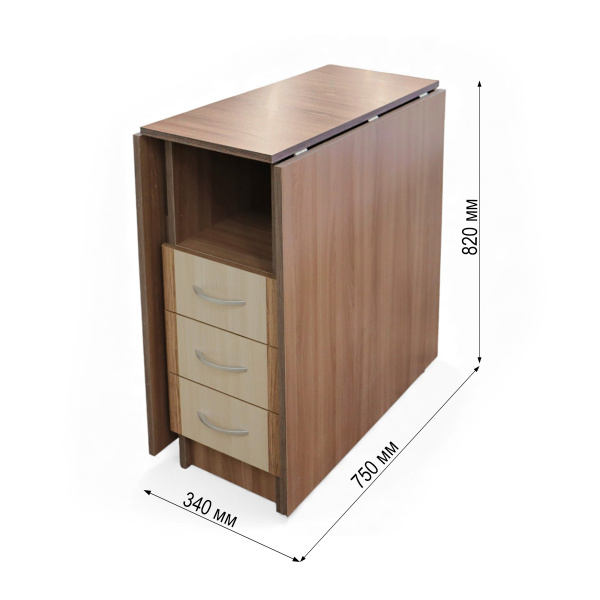 Стол-книжка с ящиками на 300 Ясень шимо темный/ ясень шимо светлый 