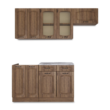 Кухня РАВЕННА Дуб крафт/ Орех антик (Столешница Альберика) 1,4м