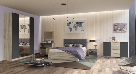 Венеция Кровать (без основания)  1600*2000 дуб Серый К.