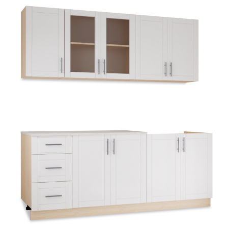 Кухонный гарнитур №9 дуб млечный/белый глянец (столешник, без мойки) 2,0м столеш Олива