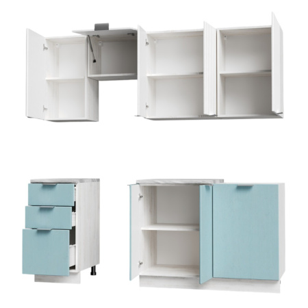 Кухня САМБА Сосна Лофт/МДФ Дуб светлый/Дуб бирюза 1,5 м